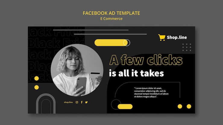 PSD gratuito plantilla de anuncio de facebook de comercio electrónico de diseño plano