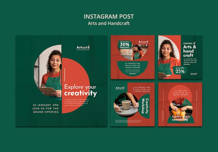 PSD gratuito plantilla de arte y artesanía de diseño plano