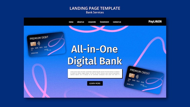 PSD gratuito plantilla de banca digital degradada
