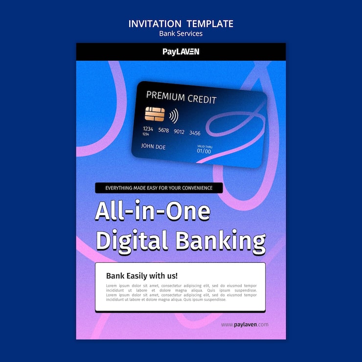 PSD gratuito plantilla de banca digital degradada