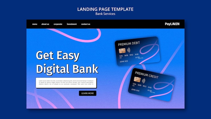 PSD gratuito plantilla de banca digital degradada