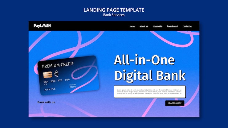 PSD gratuito plantilla de banca digital degradada
