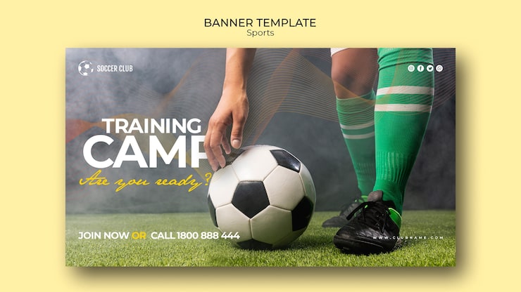 PSD gratuito plantilla de banner de campo de entrenamiento de club de fútbol