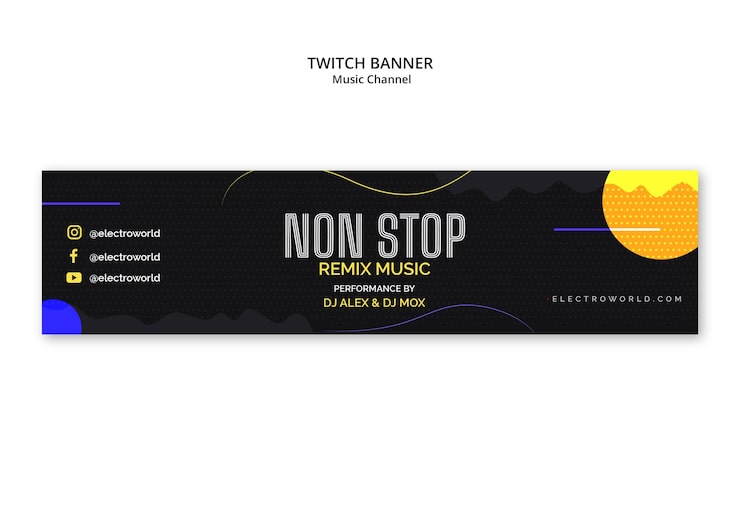 PSD gratuito plantilla de banner de canal de música de twitch
