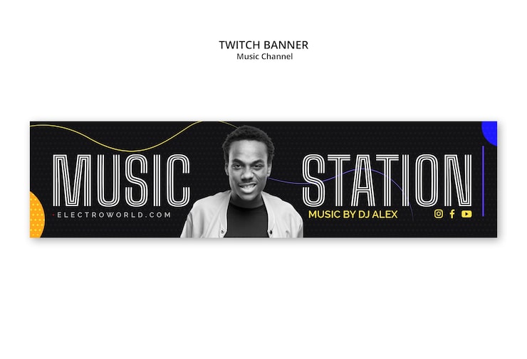 PSD gratuito plantilla de banner de canal de música de twitch