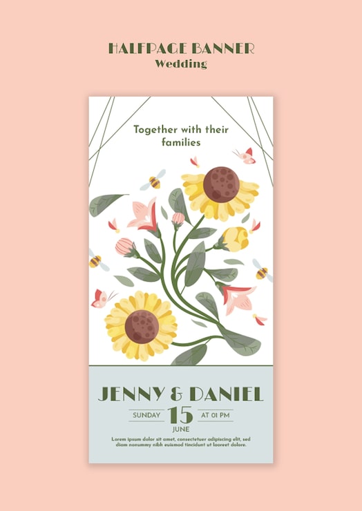 PSD gratuito plantilla de banner de celebración de boda