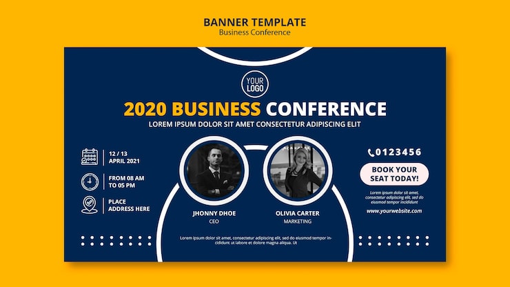PSD gratuito plantilla de banner de concepto de conferencia de negocios