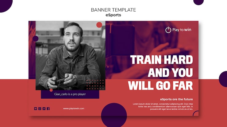 PSD gratuito plantilla de banner de concepto de esports