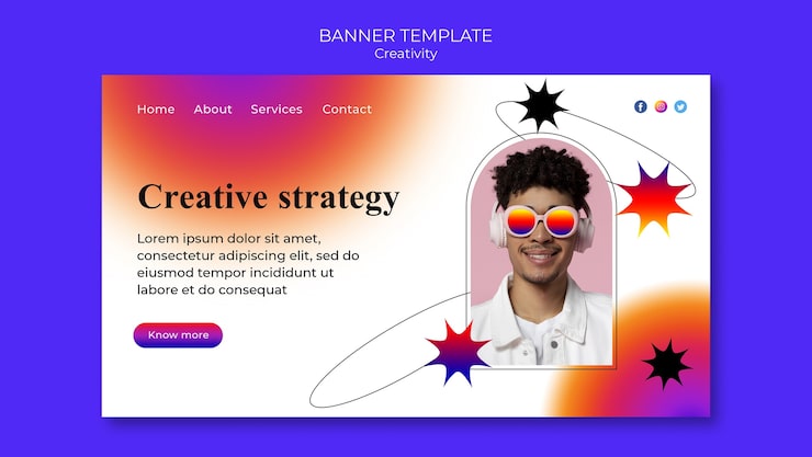 PSD gratuito plantilla de banner de estudio de diseño creativo