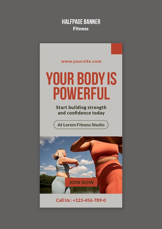 PSD gratuito plantilla de banner de fitness motivacional