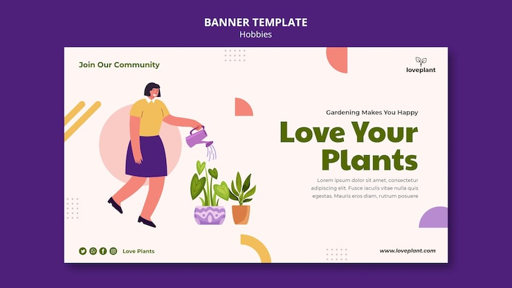 PSD gratuito plantilla de banner de hobby de jardinería
