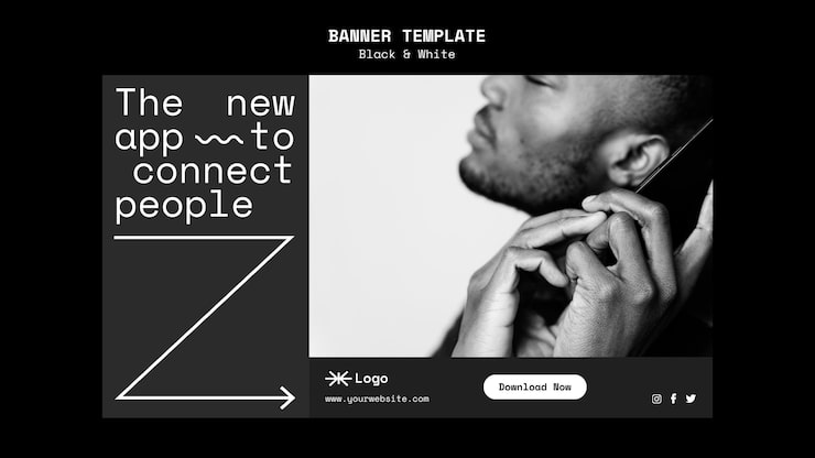 PSD gratuito plantilla de banner horizontal de la aplicación de conexión de personas