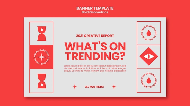 PSD gratuito plantilla de banner horizontal para revisión y tendencias de año nuevo