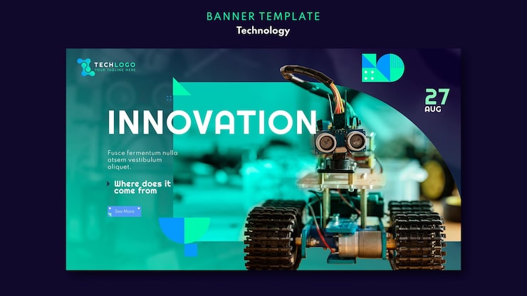 PSD gratuito plantilla de banner horizontal de tecnología