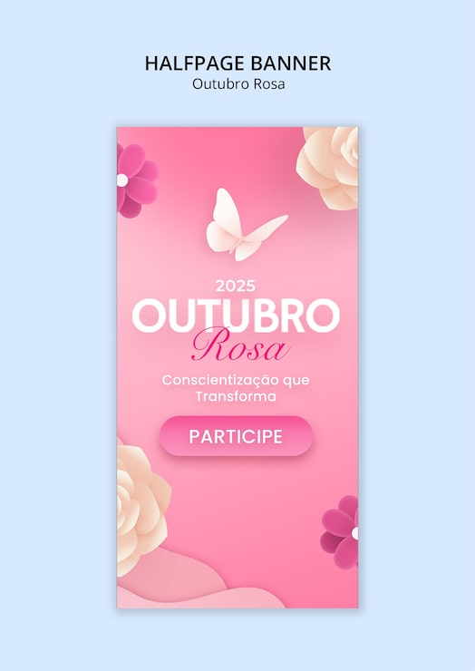 PSD gratuito plantilla de banner de media página para octubre rosa