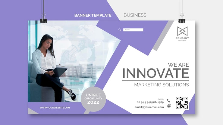PSD gratuito plantilla de banner de negocios de diseño plano