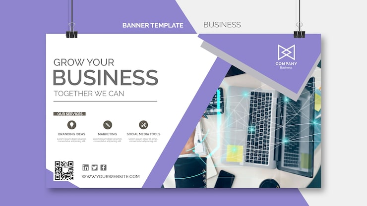 PSD gratuito plantilla de banner de negocios de diseño plano