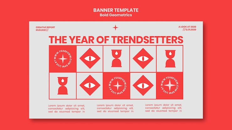 PSD gratuito plantilla de banner para revisión y tendencias de año nuevo