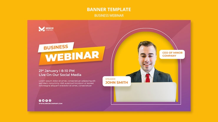 PSD gratuito plantilla de banner de seminario web de negocios
