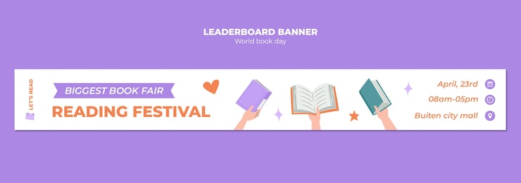 PSD gratuito plantilla de banner de la tabla de clasificación de la celebración del día mundial del libro