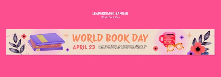 PSD gratuito plantilla de banner de la tabla de clasificación de la celebración del día mundial del libro