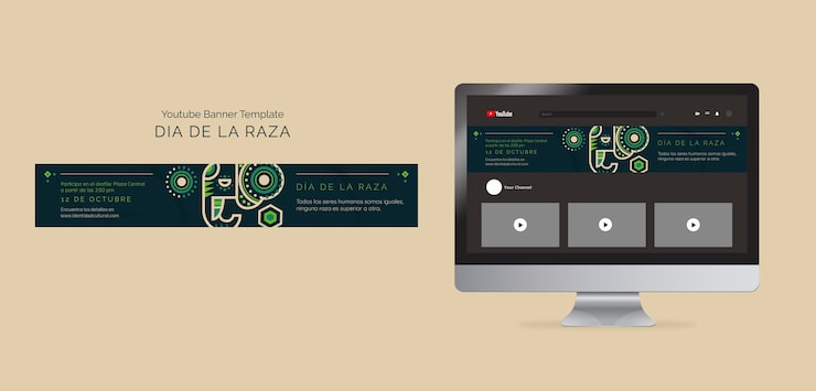 PSD gratuito plantilla de banner de youtube de celebración del día de la raza