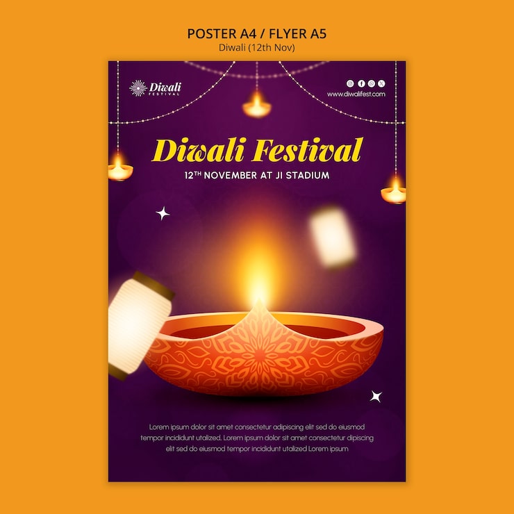 PSD gratuito plantilla de cartel de celebración del festival de luces