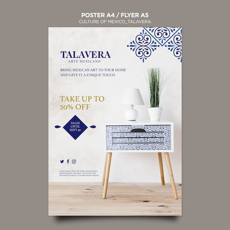 PSD gratuito plantilla de cartel de cultura de talavera de méxico
