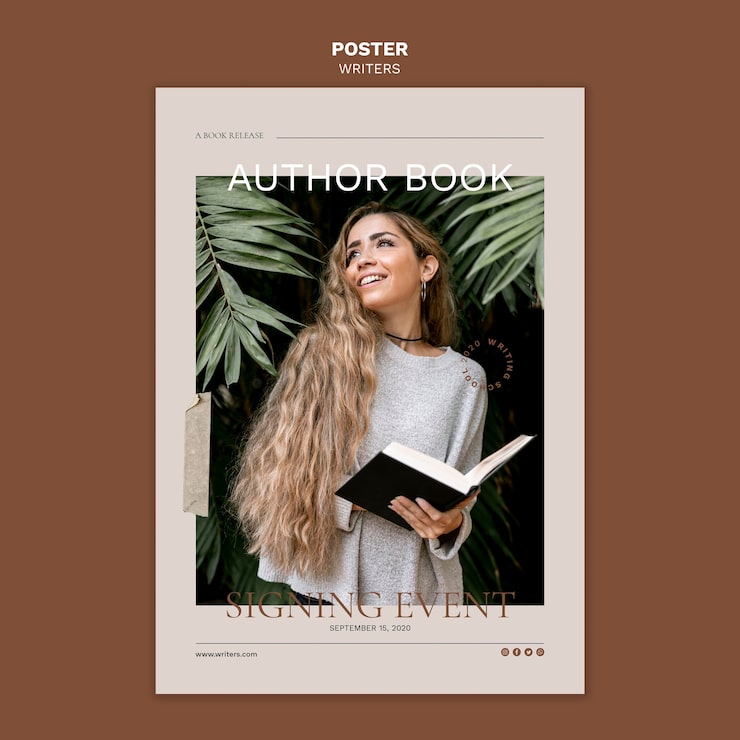 PSD gratuito plantilla de cartel de evento de firma de libro de autor