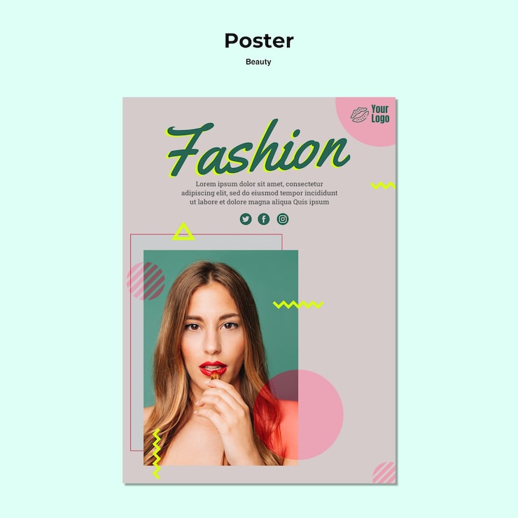 PSD gratuito plantilla de cartel de moda y mujer hermosa