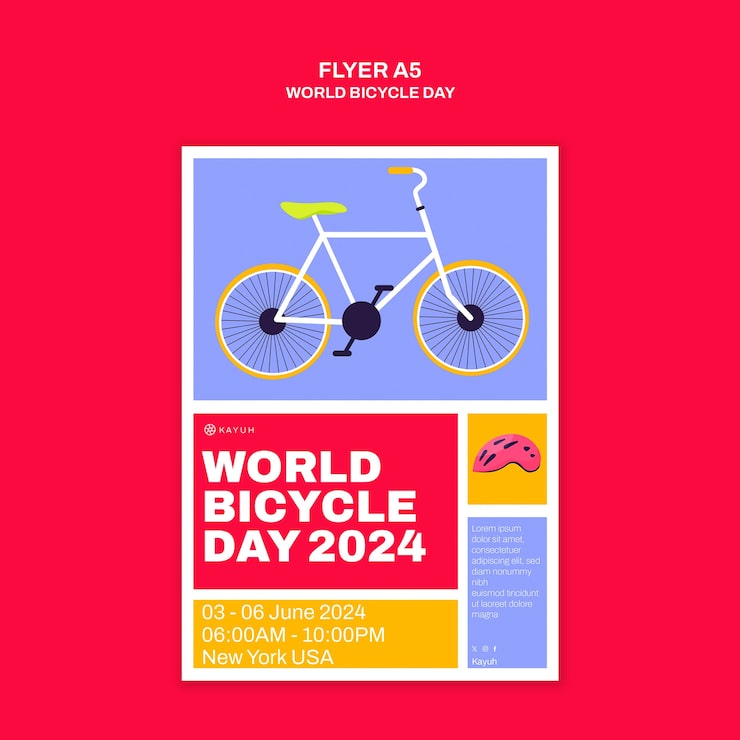 PSD gratuito plantilla para la celebración del día mundial de la bicicleta