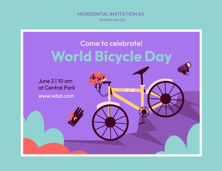 PSD gratuito plantilla para la celebración del día mundial de la bicicleta