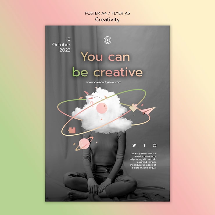 PSD gratuito plantilla de creatividad de diseño plano