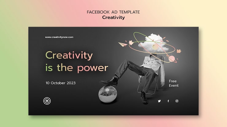 PSD gratuito plantilla de creatividad de diseño plano