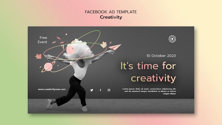 PSD gratuito plantilla de creatividad de diseño plano
