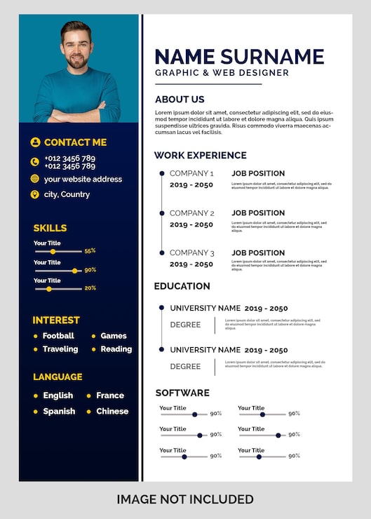 PSD gratuito plantilla de currículum profesional para diseñador gráfico y web
