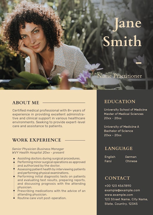 PSD gratuito plantilla de curriculum vitae adjuntable con foto en estilo de lujo