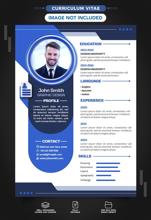 PSD gratuito plantilla curriculum vitae diseño gráfico