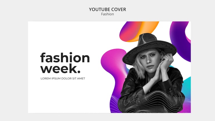 PSD gratuito plantilla dinámica de portada de youtube de la semana de la moda