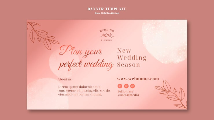 PSD gratuito plantilla de diseño de banner de oro rosa