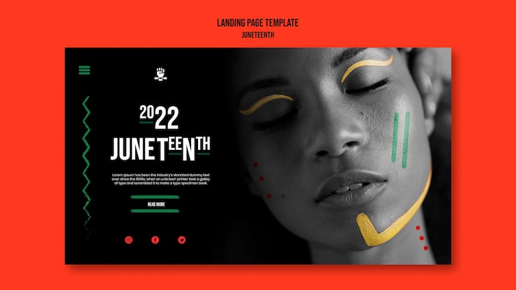 PSD gratuito plantilla de diseño de página de destino de juneteenth