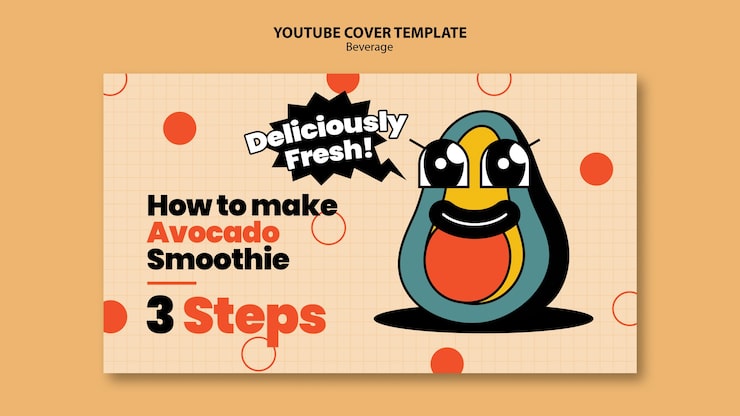 PSD gratuito plantilla de diseño de personajes de bebidas de portada de youtube