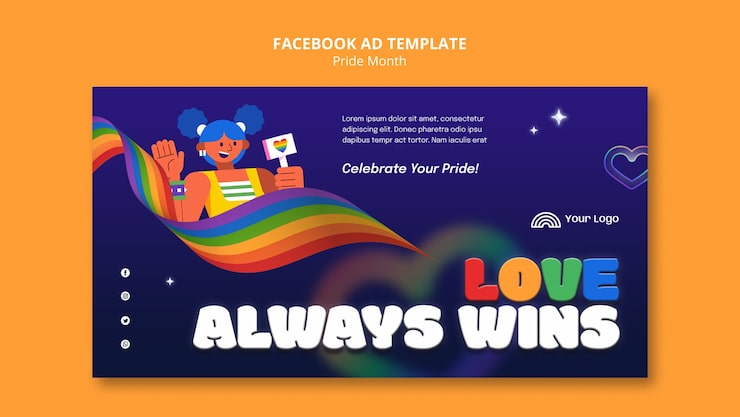 PSD gratuito la plantilla de facebook para la celebración del mes del orgullo