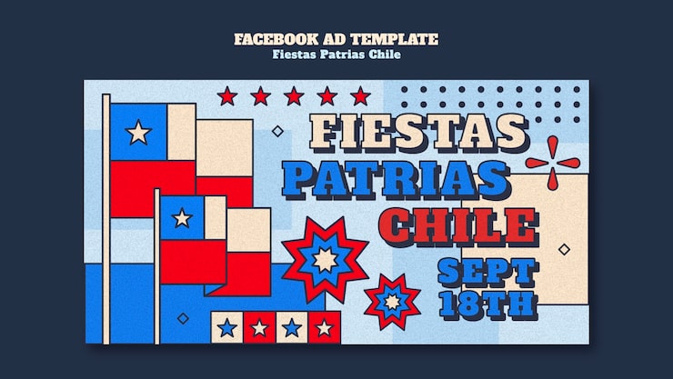 PSD gratuito plantilla de facebook de diseño plano de fiestas patrias chile