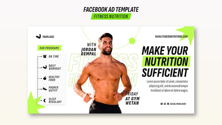PSD gratuito plantilla de facebook de nutrición física
