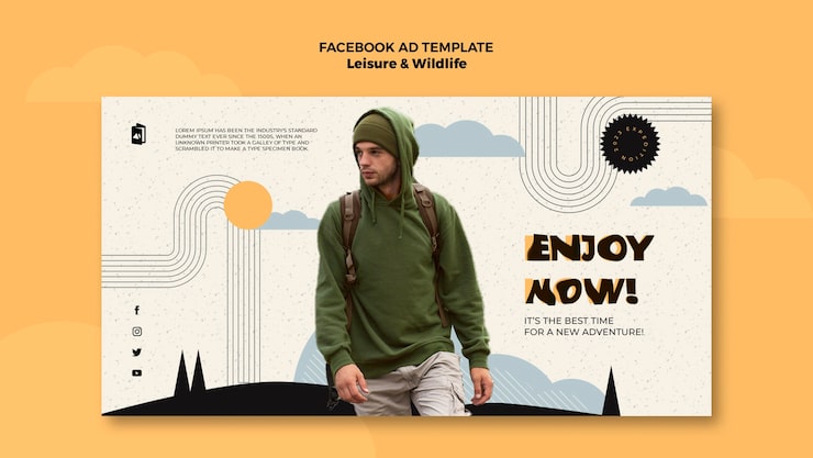 PSD gratuito plantilla de facebook de ocio y vida salvaje dibujada a mano