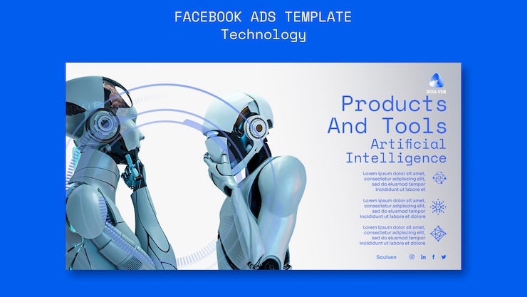 PSD gratuito plantilla de facebook de tecnología degradada ai