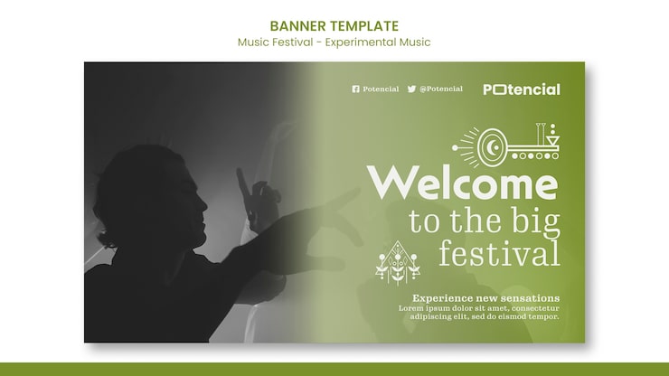 PSD gratuito plantilla de festival de música degradado