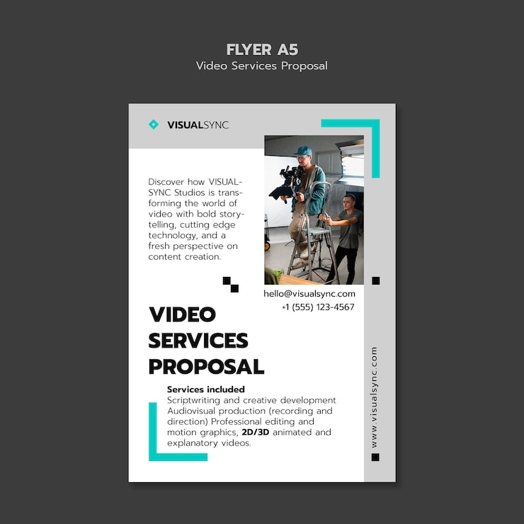 PSD gratuito plantilla de folleto de propuesta de servicios de vídeo