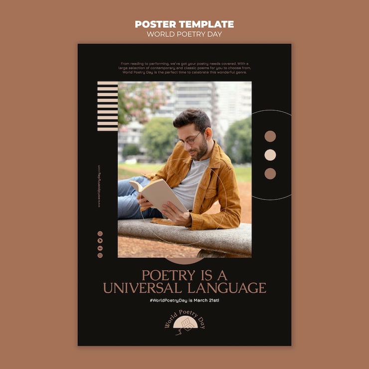 PSD gratuito plantilla de impresión del día de la poesía con foto